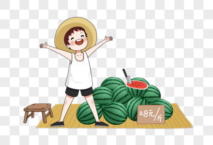 卖西瓜街头图片