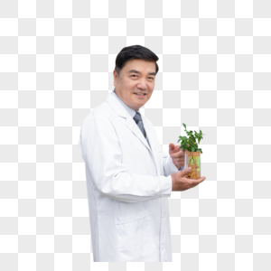 手捧植物幼苗的农业培育科学家图片