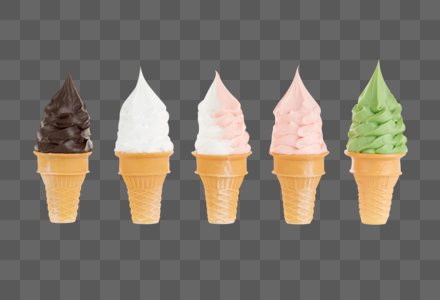 多种口味冰淇淋甜筒图片
