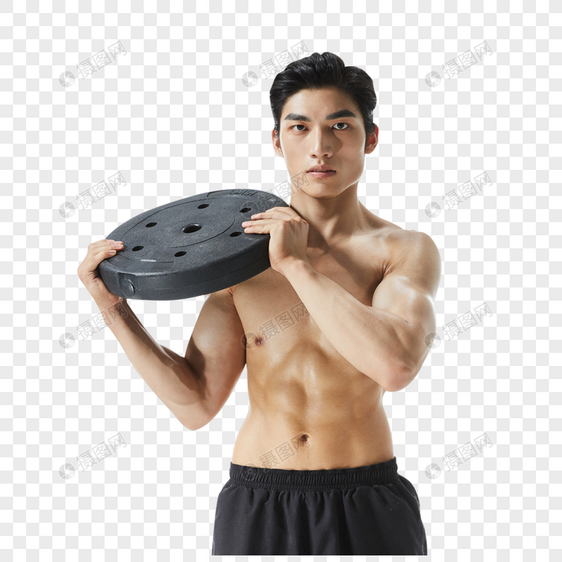 铁饼训练的运动男性图片