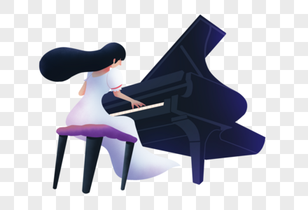 女孩弹钢琴图片