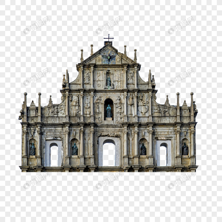 大三巴牌坊元素素材下载 正版素材 摄图网