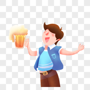 啤酒节喝冰爽啤酒的男孩图片