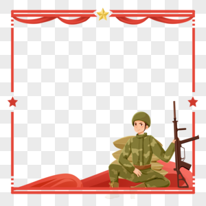 战斗的士兵人物边框图片素材