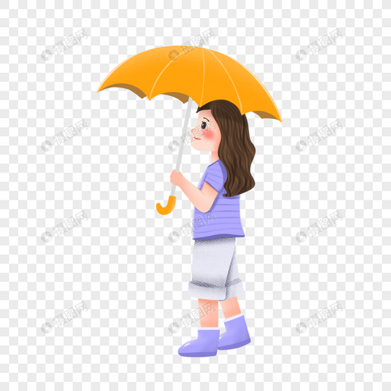 感受下雨天的女孩图片