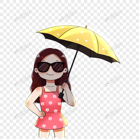 打伞防晒的女孩图片