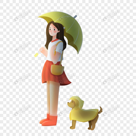 大雨中的少女图片