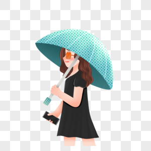 打伞的少女遮阳遮阳伞高清图片