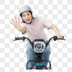 美女驾驶电动车骑行高清图片