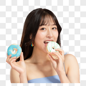 青春活力美女吃甜甜圈图片