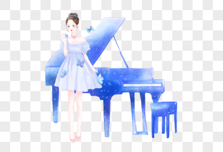 少女与钢琴钢琴演奏会高清图片