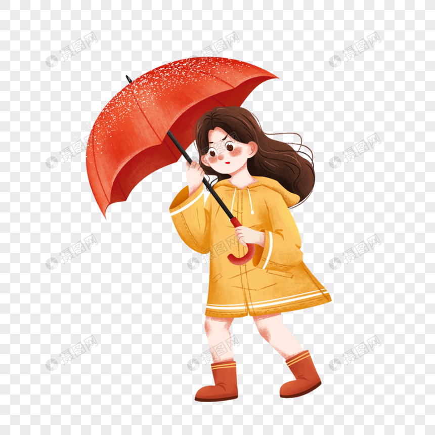 冒雨前行女孩图片