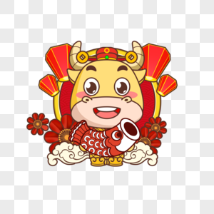 可爱的小牛拜年小牛素材