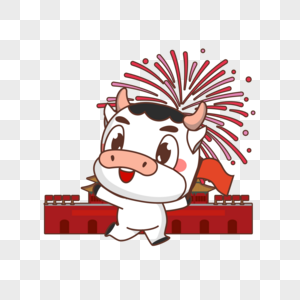 国庆节小白牛图片