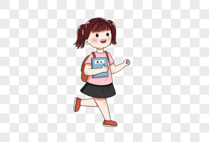 背书包上学的小女孩