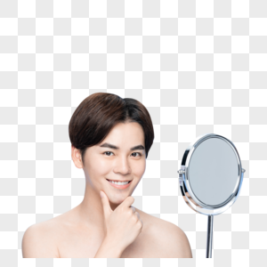 青年男性照镜子图片