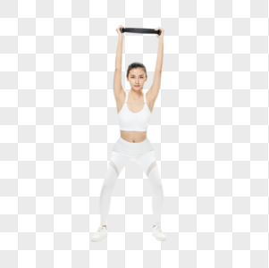 年轻女性使用健身环训练高清图片