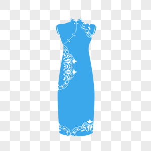 蓝色简洁旗袍高清图片