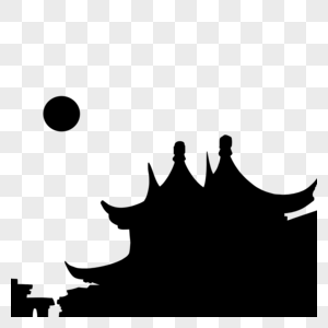 月,溪祭月剪影素材