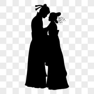 约会吗古风情侣剪影素材