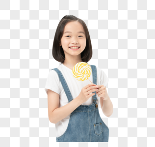 小女孩吃棒棒糖高清图片