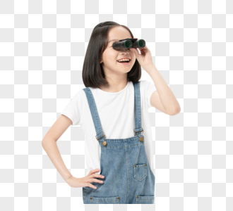 小女孩拿着望远镜图片