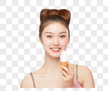 可爱美女手拿冰淇淋图片