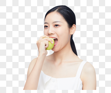 美女吃苹果图片