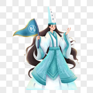 春节习俗中元节白无常素材