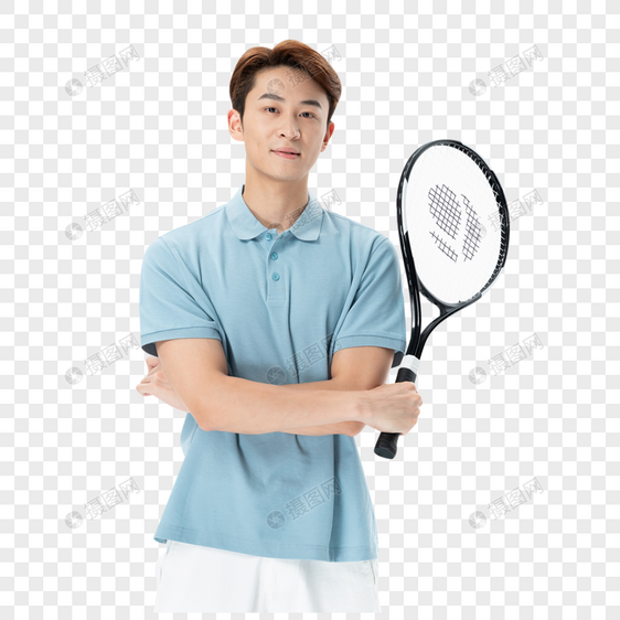 年轻活力男子打网球图片
