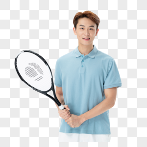 年轻活力男子打网球图片