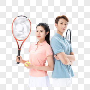 打网球的青年情侣高清图片