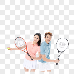 打网球的青年情侣图片