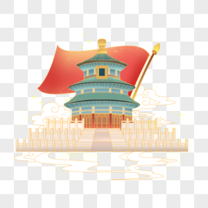 国潮线描北京天坛高清图片