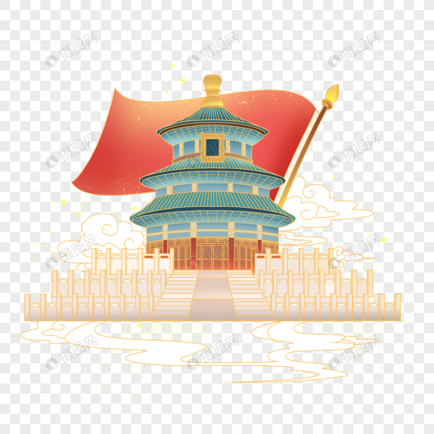 国潮线描北京天坛图片