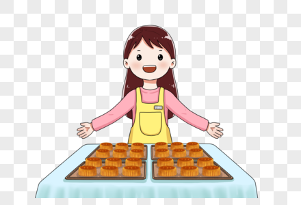 女巫卡通人物卖月饼的女孩素材