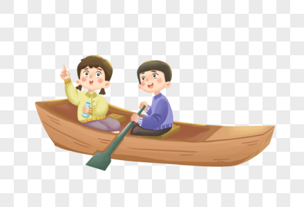 划船的孩子图片