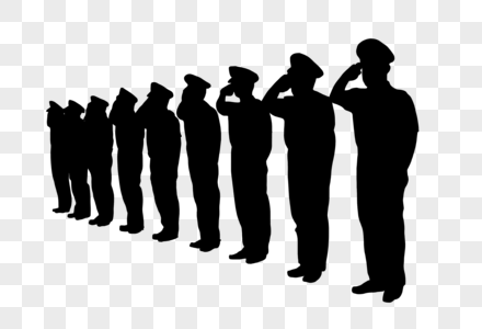 军人敬礼剪影图片素材