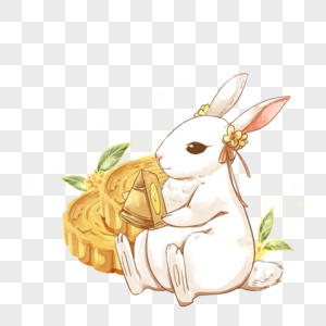 月兔吃月饼图片