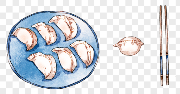 手绘风格饺子图片