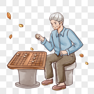 老人室内下棋图片