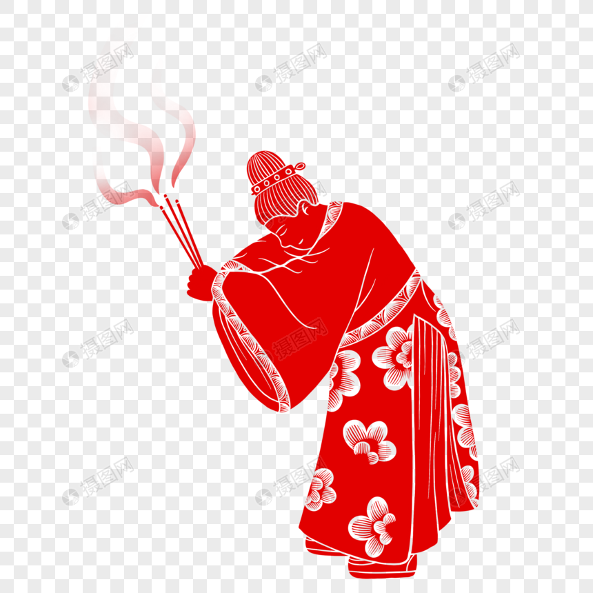 红色剪纸祭祀