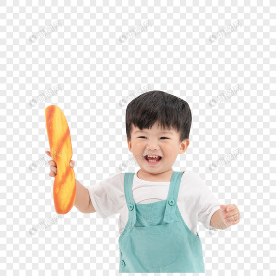 可爱小宝宝拿着面包跑动玩耍图片