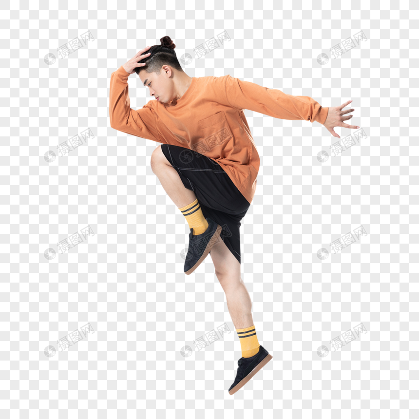 年轻街舞男生动作展示