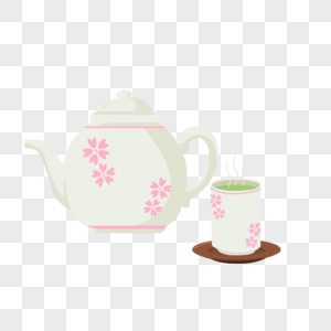 茶具组合卡通元素图片
