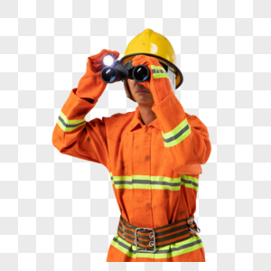 使用望远镜指挥救援的消防员图片
