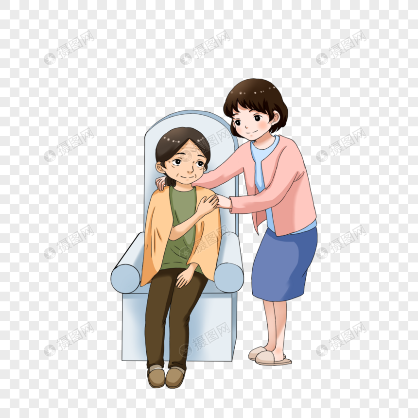 秋天给妈妈披衣服