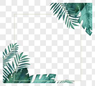 绿色小清新热带棕榈线性边框图片
