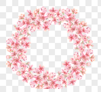 粉色桃花环边框元素图片