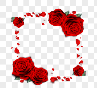 红色玫瑰花瓣边框矢量浪漫情人节边框高清图片